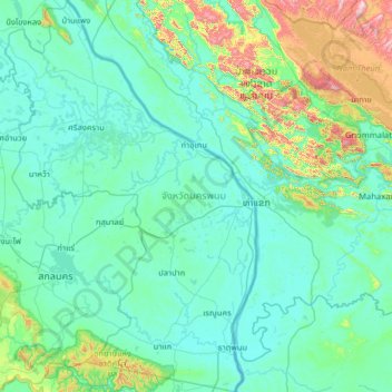 Carte topographique จังหวัดนครพนม, altitude, relief