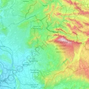 Carte topographique L'Ouvèze, altitude, relief