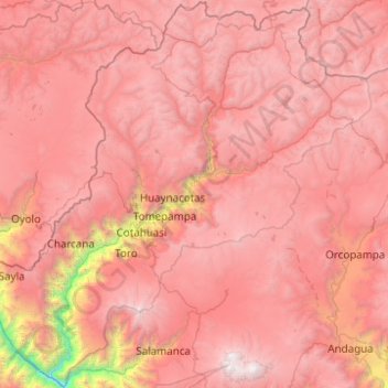 Carte topographique Réserve paysagère du sous-bassin de Cotahuasi, altitude, relief