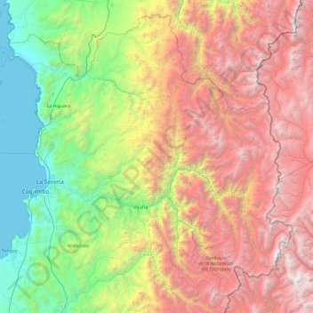 Carte topographique Provincia de Elqui, altitude, relief