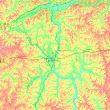 Carte topographique Muskingum County, altitude, relief