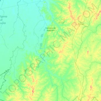 Carte topographique Formoso do Araguaia, altitude, relief