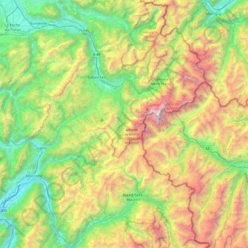 Carte topographique Massif du Mont-Blanc, altitude, relief