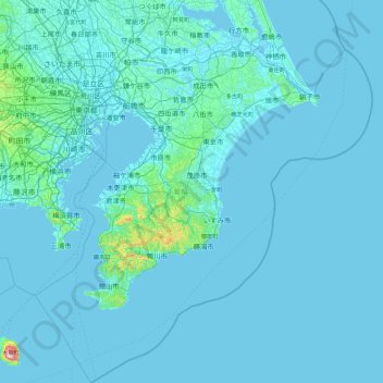 Carte topographique Préfecture de Chiba, altitude, relief