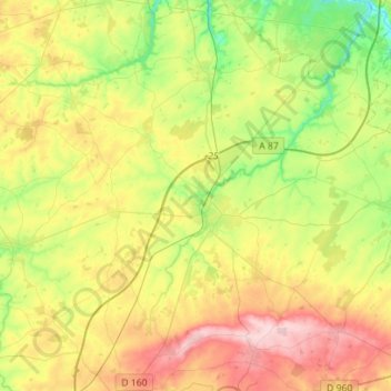 Carte topographique 49120, altitude, relief