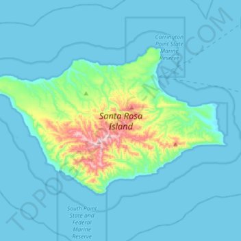 Carte topographique Santa Rosa Island, altitude, relief