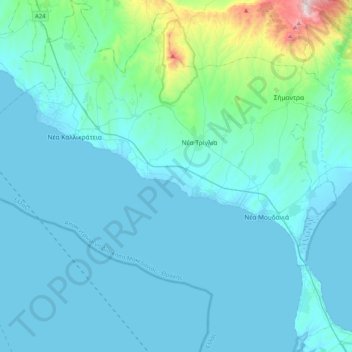 Carte topographique Δήμος Νέας Προποντίδας, altitude, relief
