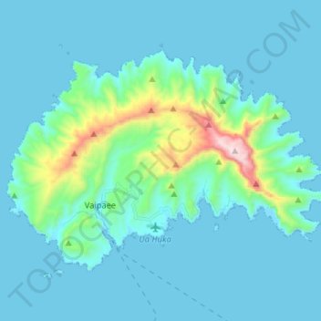 Carte topographique Ua Huka, altitude, relief