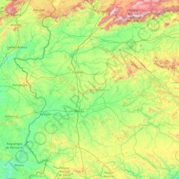 Carte topographique Estrémadure, altitude, relief