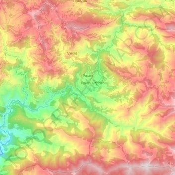 Carte topographique Patan, altitude, relief