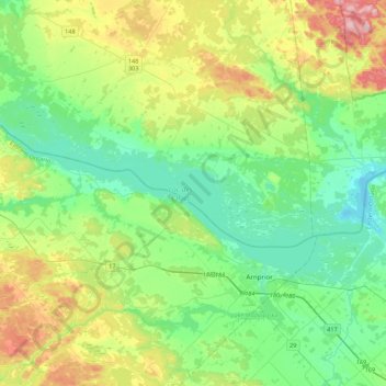 Carte topographique Lac des Chats, altitude, relief