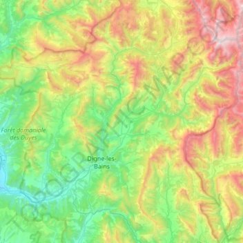 Carte topographique La Bléone, altitude, relief