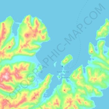 Carte topographique Unalaska, altitude, relief