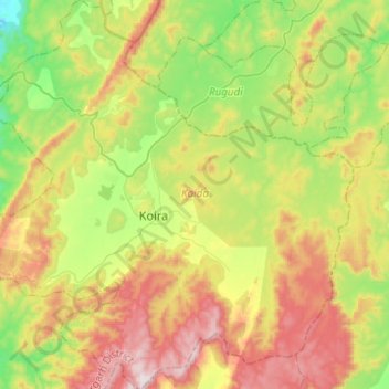 Carte topographique Koida, altitude, relief