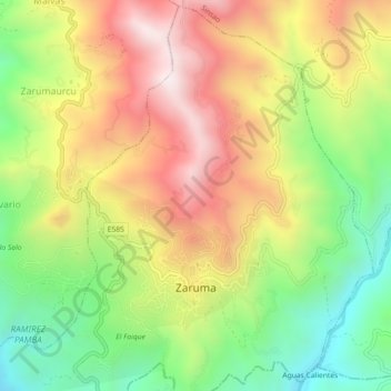 Carte topographique Zaruma, altitude, relief