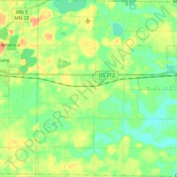 Carte topographique Benton Township, altitude, relief