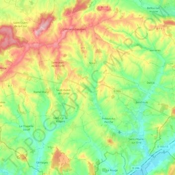 Carte topographique Perche en Nocé, altitude, relief