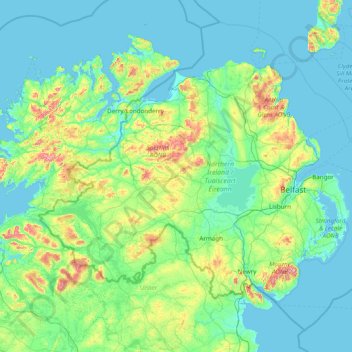 Carte topographique Nordirland, altitude, relief