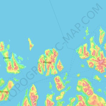 Carte topographique Skjervøy, altitude, relief