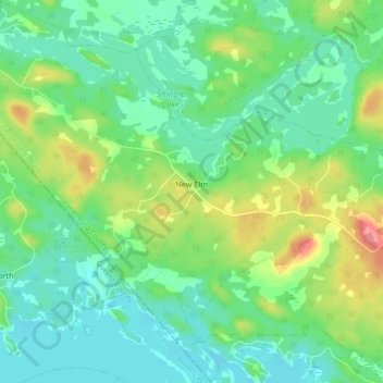 Carte topographique New Elm, altitude, relief