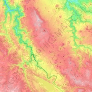 Carte topographique Communauté de communes des Pays de Cayres et de Pradelles, altitude, relief