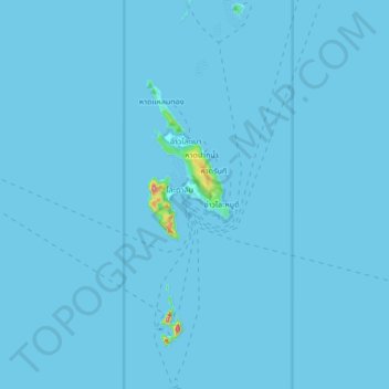 Carte topographique Îles Phi Phi, altitude, relief