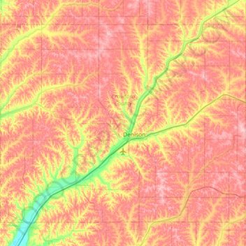 Carte topographique Crawford County, altitude, relief