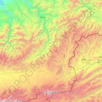 Carte topographique Алай району, altitude, relief