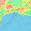 Carte topographique Jurassic Coast, altitude, relief