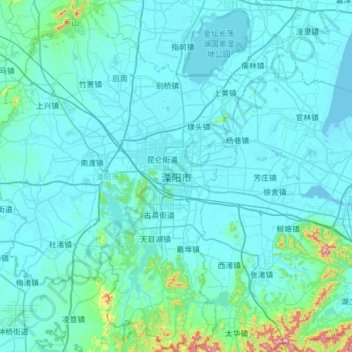 Carte topographique Liyang City, altitude, relief