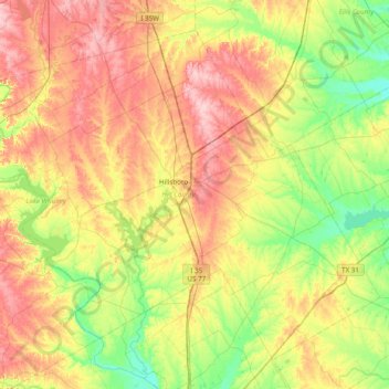 Carte topographique Hill County, altitude, relief