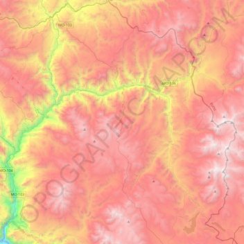 Carte topographique Ichuña, altitude, relief