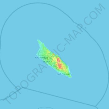 Carte topographique Aruba, altitude, relief