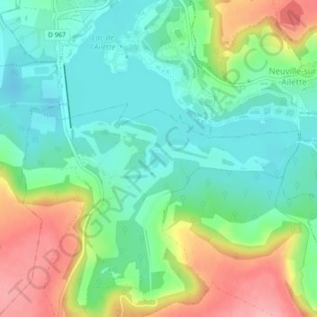 Carte topographique Lac de l'Ailette, altitude, relief