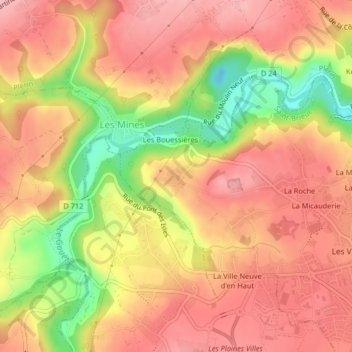 Carte topographique Berrien, altitude, relief