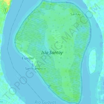 Carte topographique Isla Santay, altitude, relief