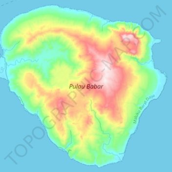 Carte topographique Pulau Babar, altitude, relief
