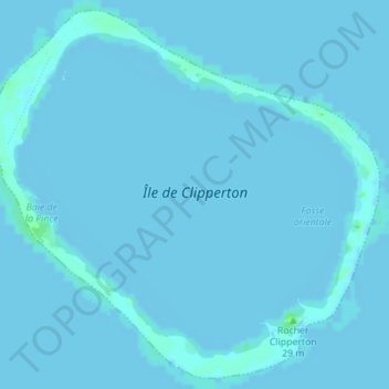 Carte topographique Île de Clipperton, altitude, relief