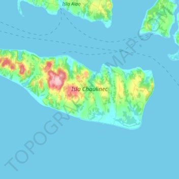 Carte topographique Isla Chaulinec, altitude, relief