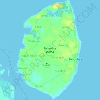 Carte topographique Tandubas Island, altitude, relief