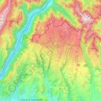 Carte topographique Monti Lessini, altitude, relief