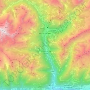 Carte topographique Valmalenco, altitude, relief
