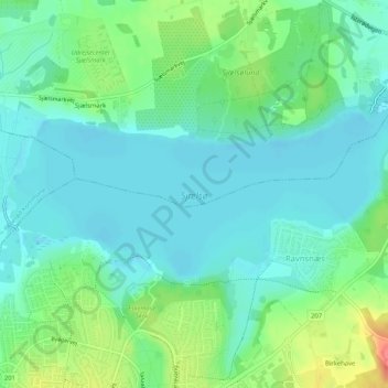 Carte topographique Sjælsø, altitude, relief