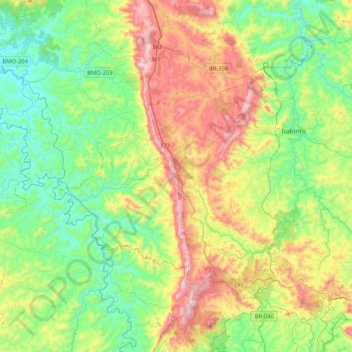 Carte topographique Serra da Moeda, altitude, relief