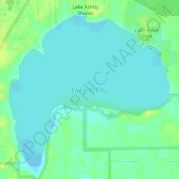 Carte topographique Lake Ashby, altitude, relief