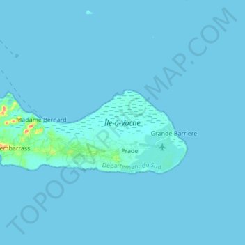 Carte topographique Île-à-Vache, altitude, relief