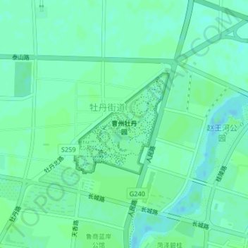Carte topographique 曹州牡丹园, altitude, relief