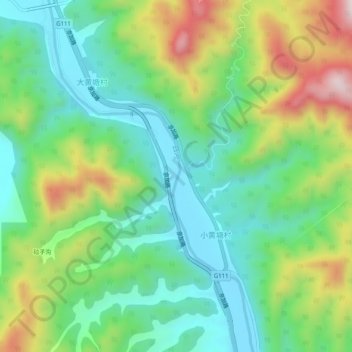 Carte topographique 白河, altitude, relief