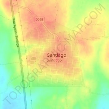 Carte topographique Santiago, altitude, relief