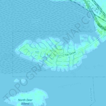 Carte topographique Galveston County, altitude, relief